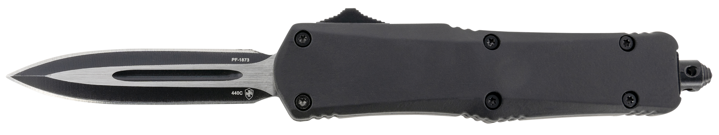 Templar Knife SBR131 Gen II Small 2.69" OTF Dagger Plain Black Oxide Stonewashed 440C SS Blade, 4.31" Black Aluminum/Rubber Handle, Glass Breaker