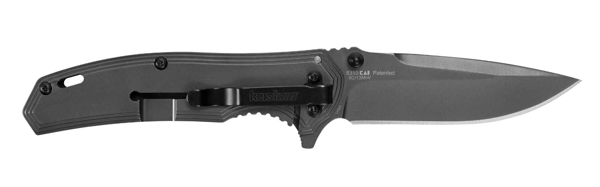 Kershaw 8310 Fringe  3" Folding Drop Point Plain Gray TiN 8Cr13MoV SS Blade Black/Gray Carbon Fiber/SS Handle Includes Pocket Clip