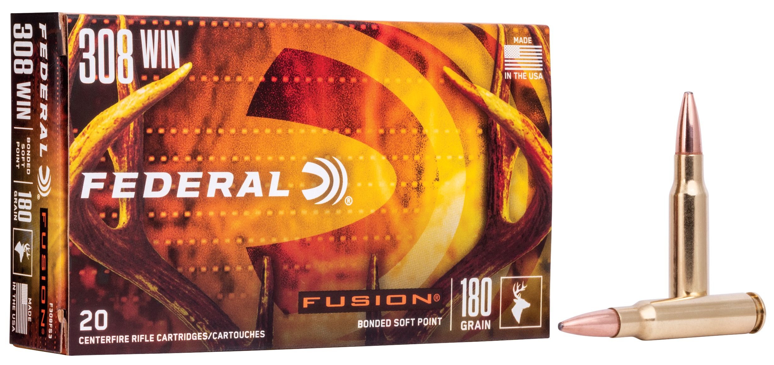 Federal F308FS3 Fusion 308Win 180gr Bonded Soft Point 20 Per Box/10 Case