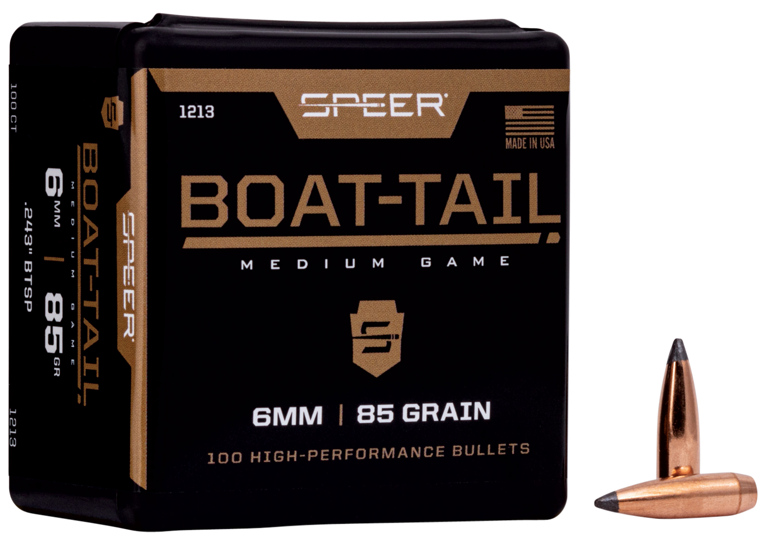 Speer 1213 Boat-Tail  6mm 85gr Jacketed Soft Point Boat Tail 100 Per Box/5 Case