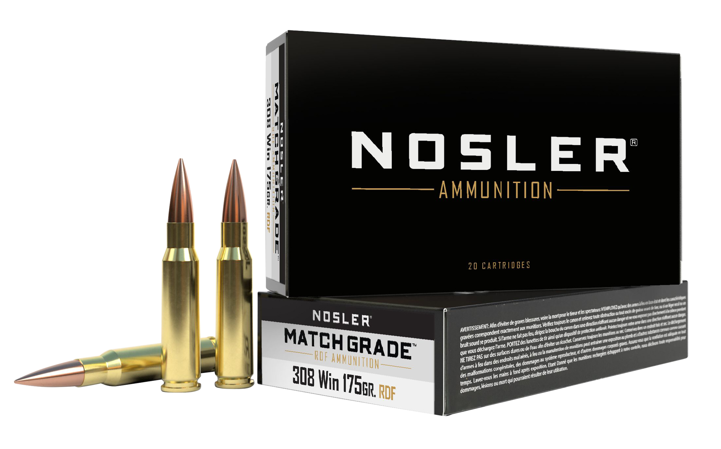 Nosler 60132 Match Grade RDF 308Win 175gr RDF Hollow Point Boat Tail 20 Per Box/10 Case