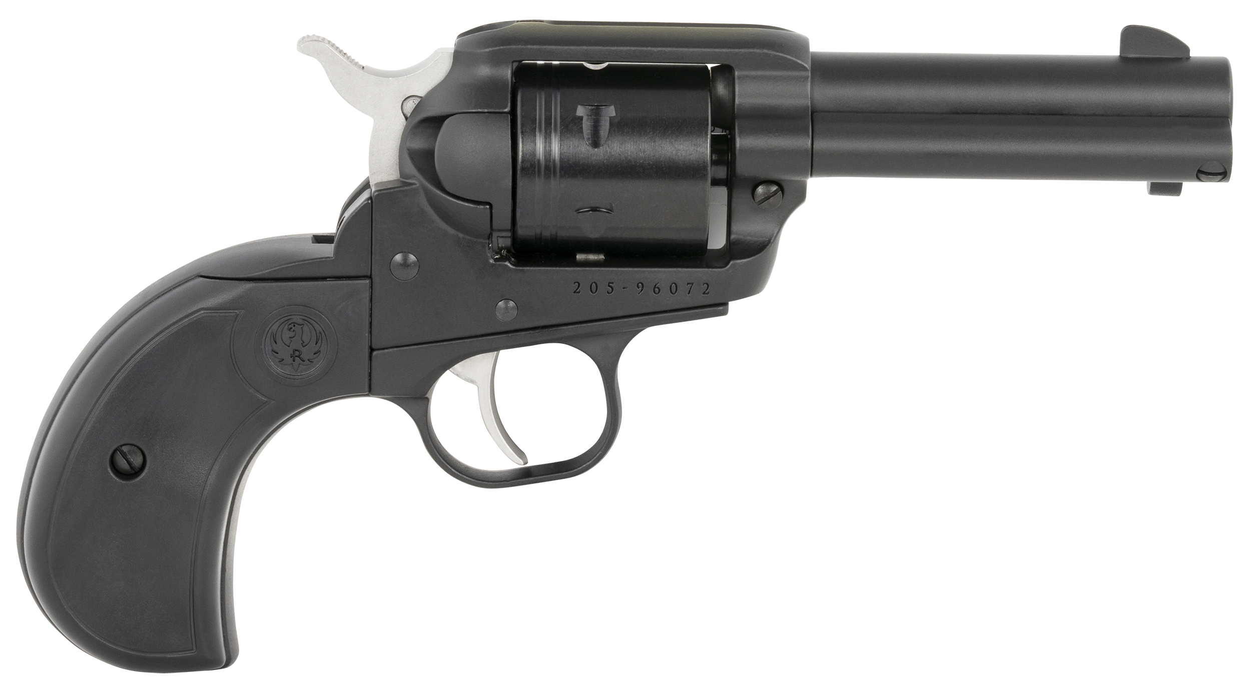 Ruger 2015 Wrangler 22 LR 6 Shot 3.75" Black Cerakote Steel Barrel, Black Cerakote Aluminum Frame, Black Cerakote Cylinder, Black Birdshead Grip, Exposed Hammer