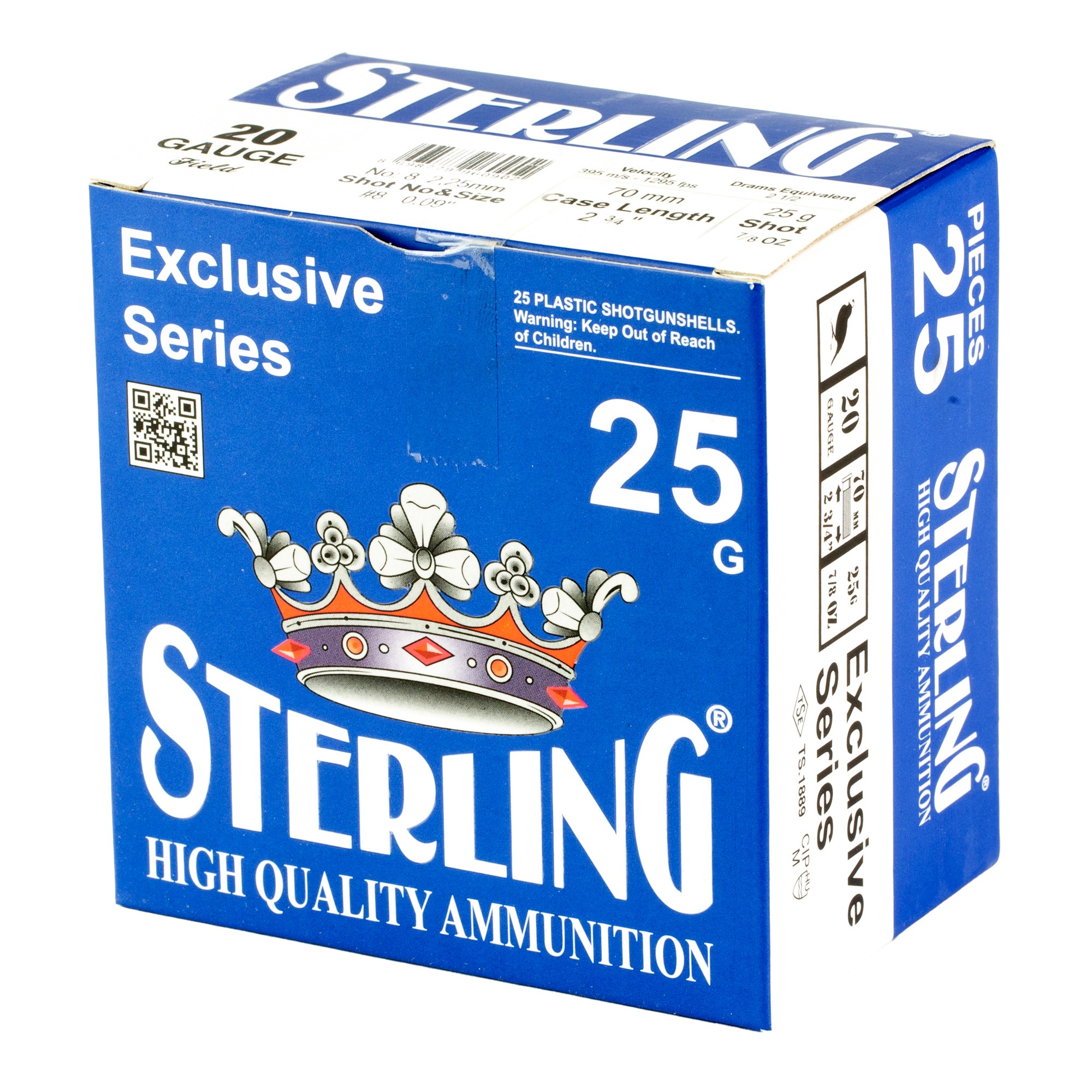 STERLING EXCLSV 20GA 2.75" #8 25/250