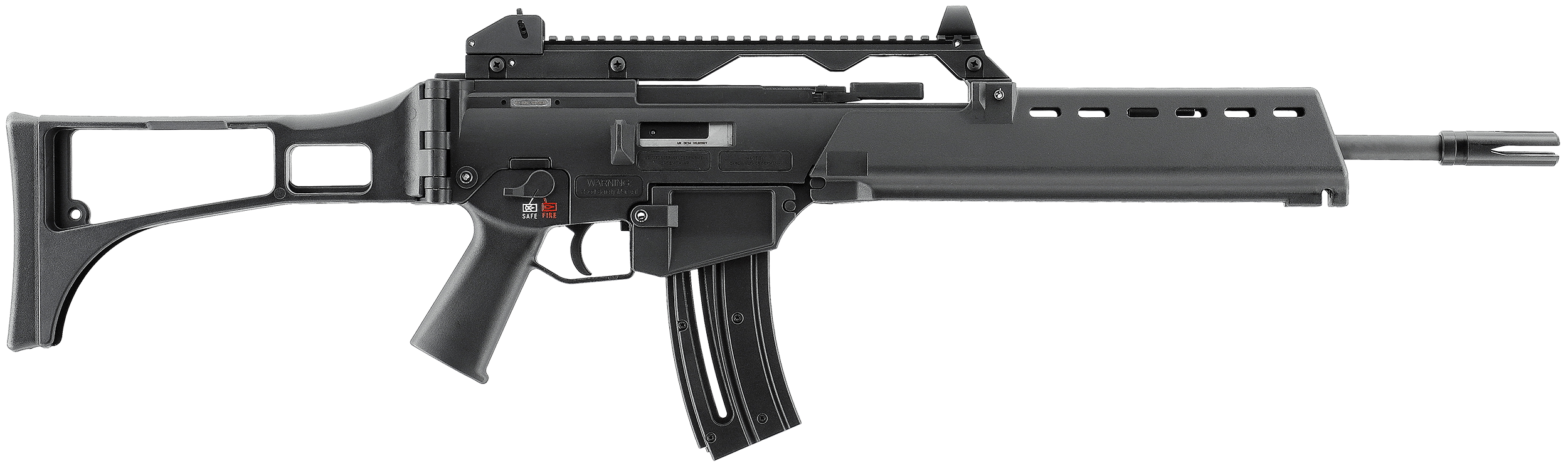 HK 81000995 G36  22 LR 10+1 18.13" Black Barrel w/Flash Suppressor, Black Receiver w/Picatinny Rail, Black Folding Synthetic Stock, Black Polymer Grip