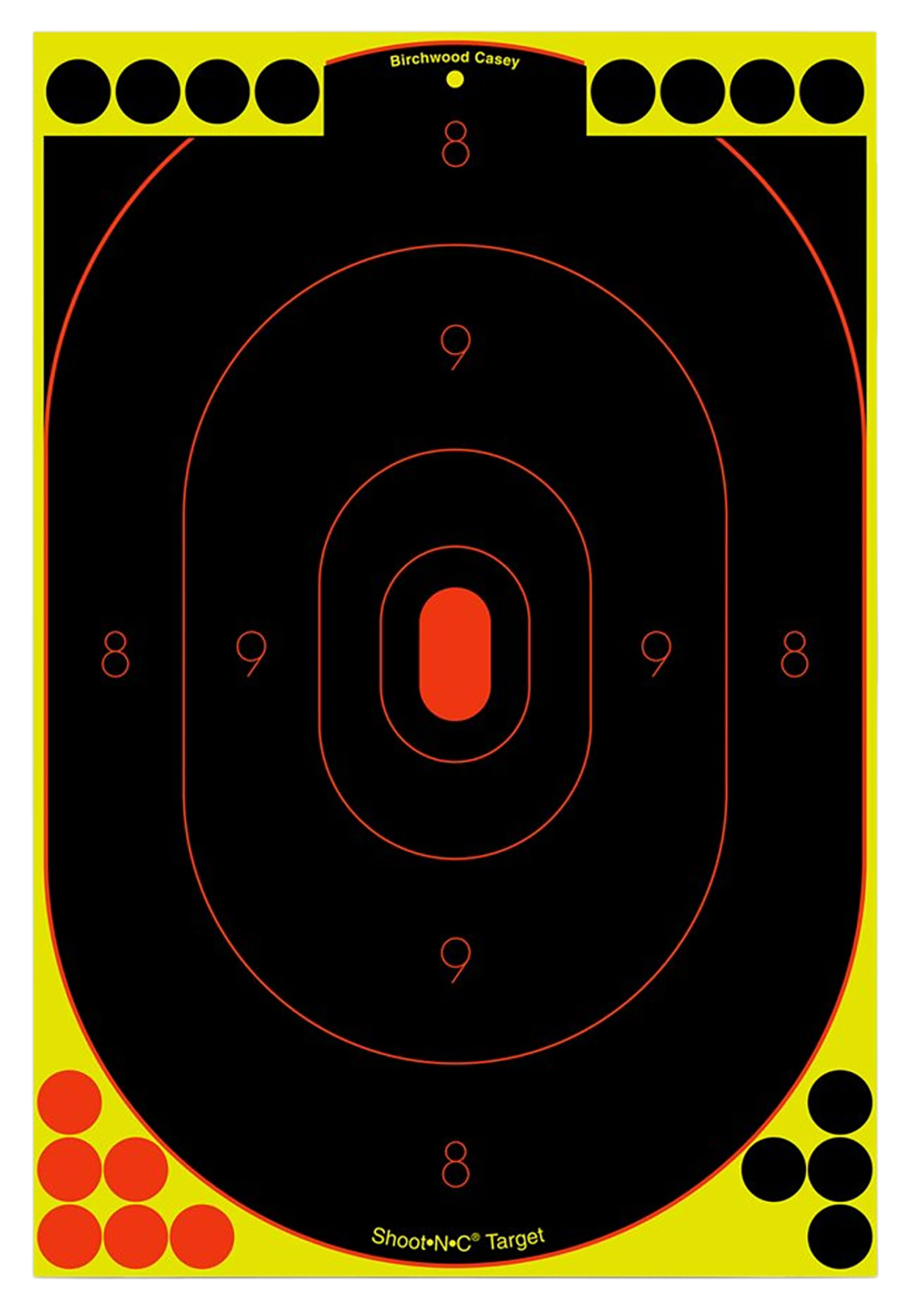 Birchwood Casey 34605 Shoot-N-C Reactive Target Self-Adhesive Paper Black/Yellow/Red 12"x18" Silhouette 5 Pack