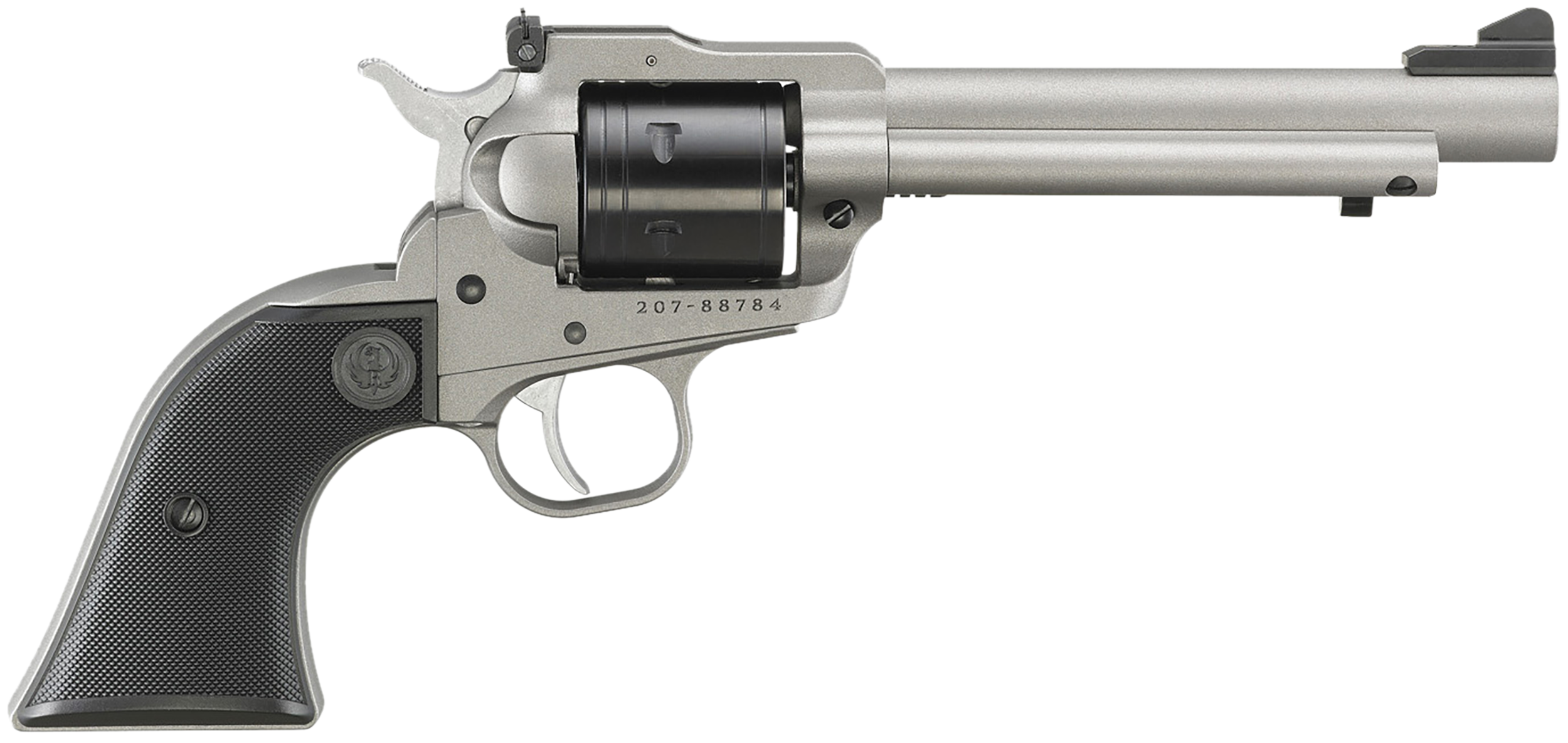 Ruger 2033 Super Wrangler  22 LR/22 WMR 6 Shot 5.50" Silver Cerakote Steel Barrel & Frame, Black Cylinder, Black Checkered Polymer Grip, Transfer Bar Safety, Exposed Hammer