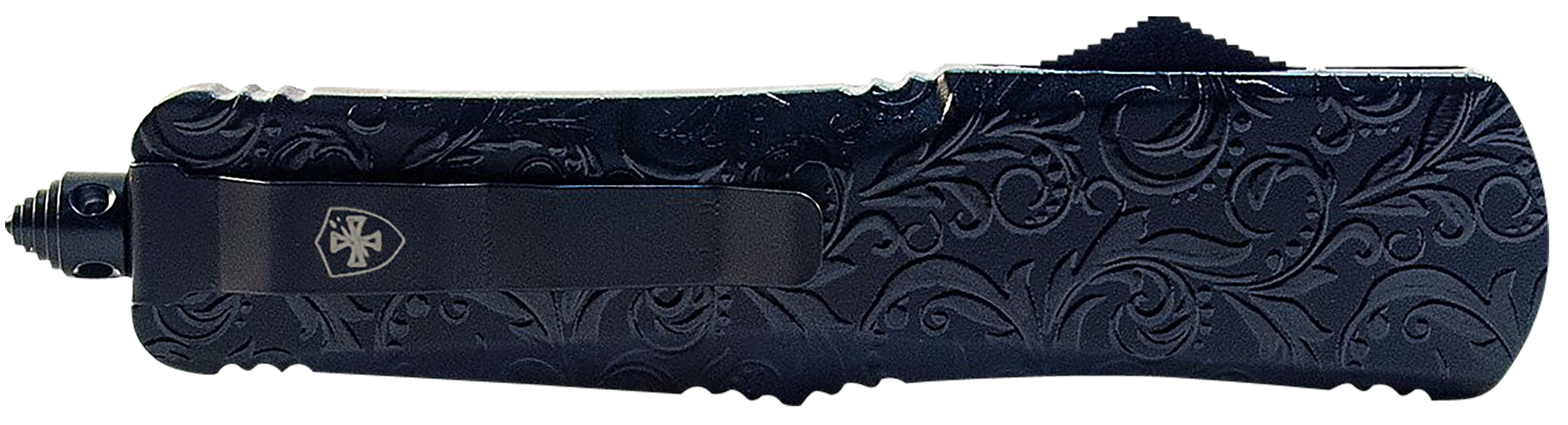 Templar Knife MMDG131 Gen II Maiden Gloss Slim 3.43" OTF Dagger Plain Black Oxide Stonewashed 440C SS Blade, 5.05" Black Gloss Aluminum Handle, Glass Breaker