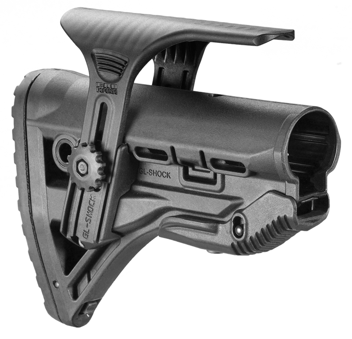FAB Defense FXGLSHOCKCP GL-Shock CP Buttstock for AR-15/ M16/ M4 w/Adjustable Cheek-Rest & Anti-Rattle Mechanism Black Mil-Spec Reinforced Polymer