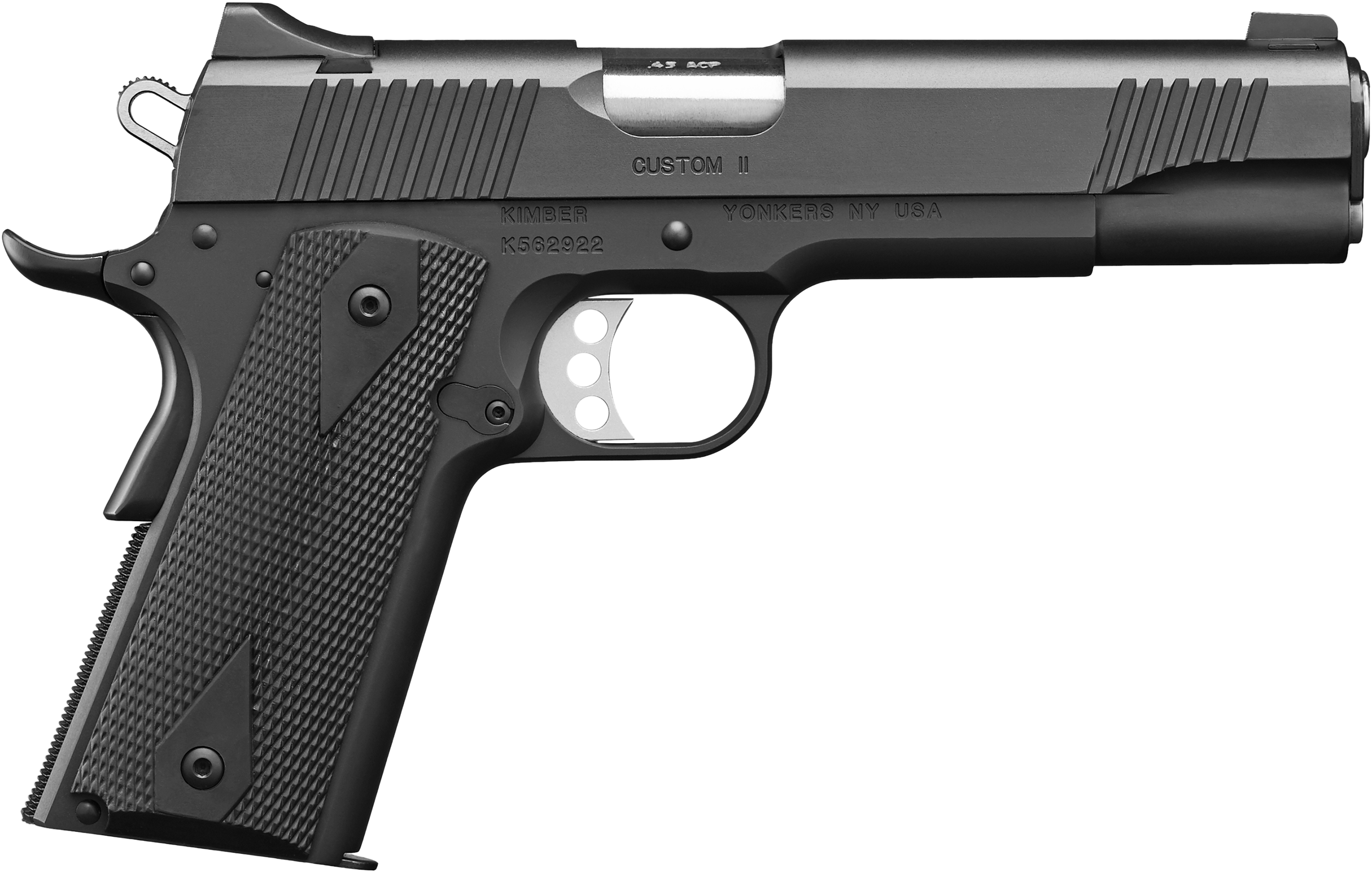 Kimber Mfg.,inc 3200001CA Custom II (CA) 45 ACP 7+1 5" Matte Black Front Serrations Steel Slide Black Synthetic Double Diamond Grip