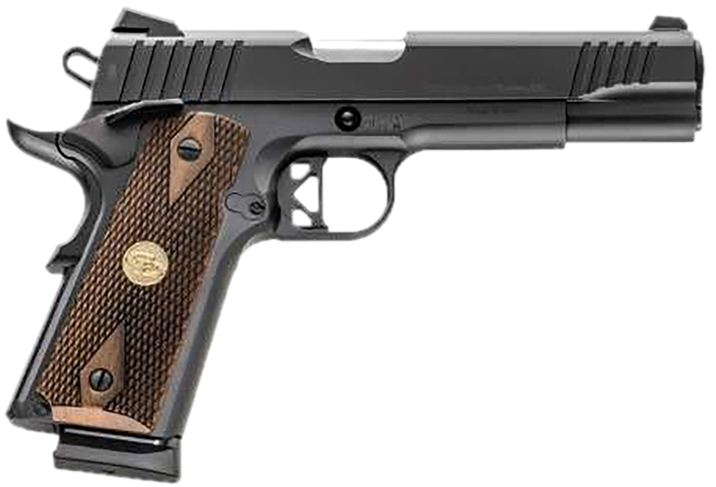 Charles Daly 440213 Superior  45 ACP 10+1 5" Stainless Steel Barrel, Black Serrated Steel Slide, Black Steel Frame w/Beavertail, Walnut Diamond Checkered Grip, ZeroTech Red Dot