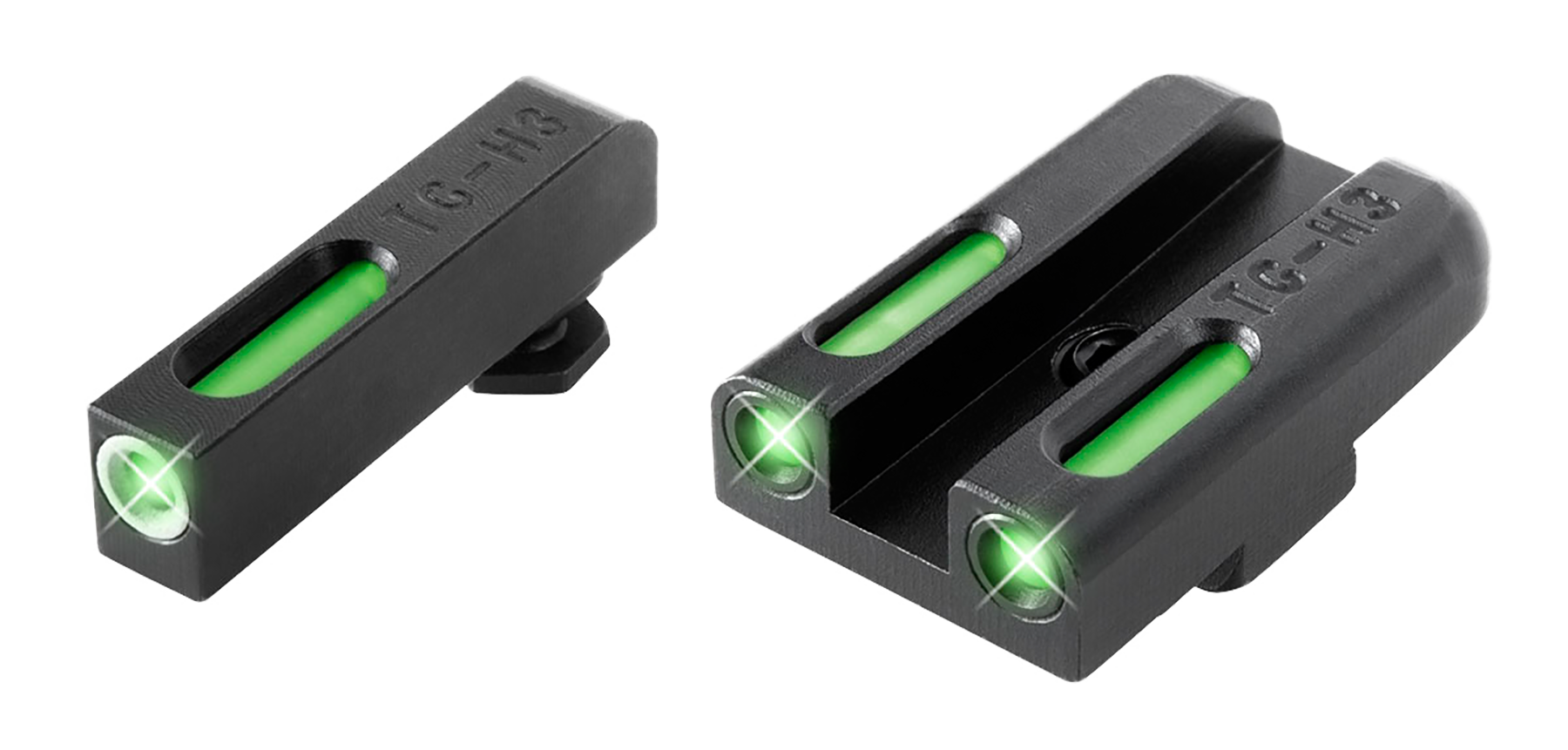 TruGlo TG13GL3A TFX  Green Fiber Optic/Tritium Front/ Green/Tritium/Fiber Optic Rear/ Black Nitride Fortress Frame, Compatible w/Most Glock Except MOS, Post Mount