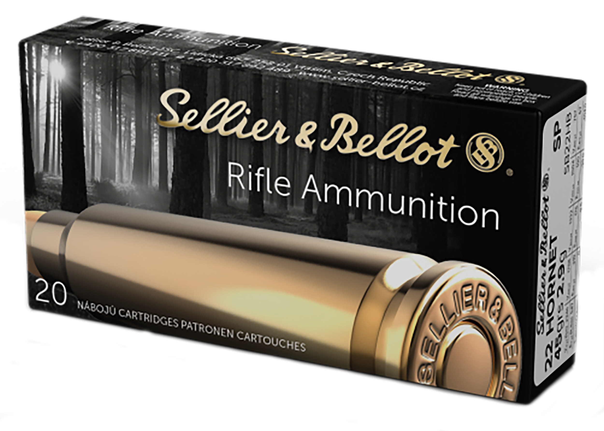 Sellier & Bellot SB22HB Rifle  22Hornet 45gr Soft Point 20 Per Box/90 Case
