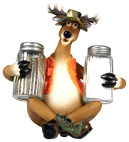 RIVERS EDGE DEER HOLDING SALT & PEPPER SHAKERS<
