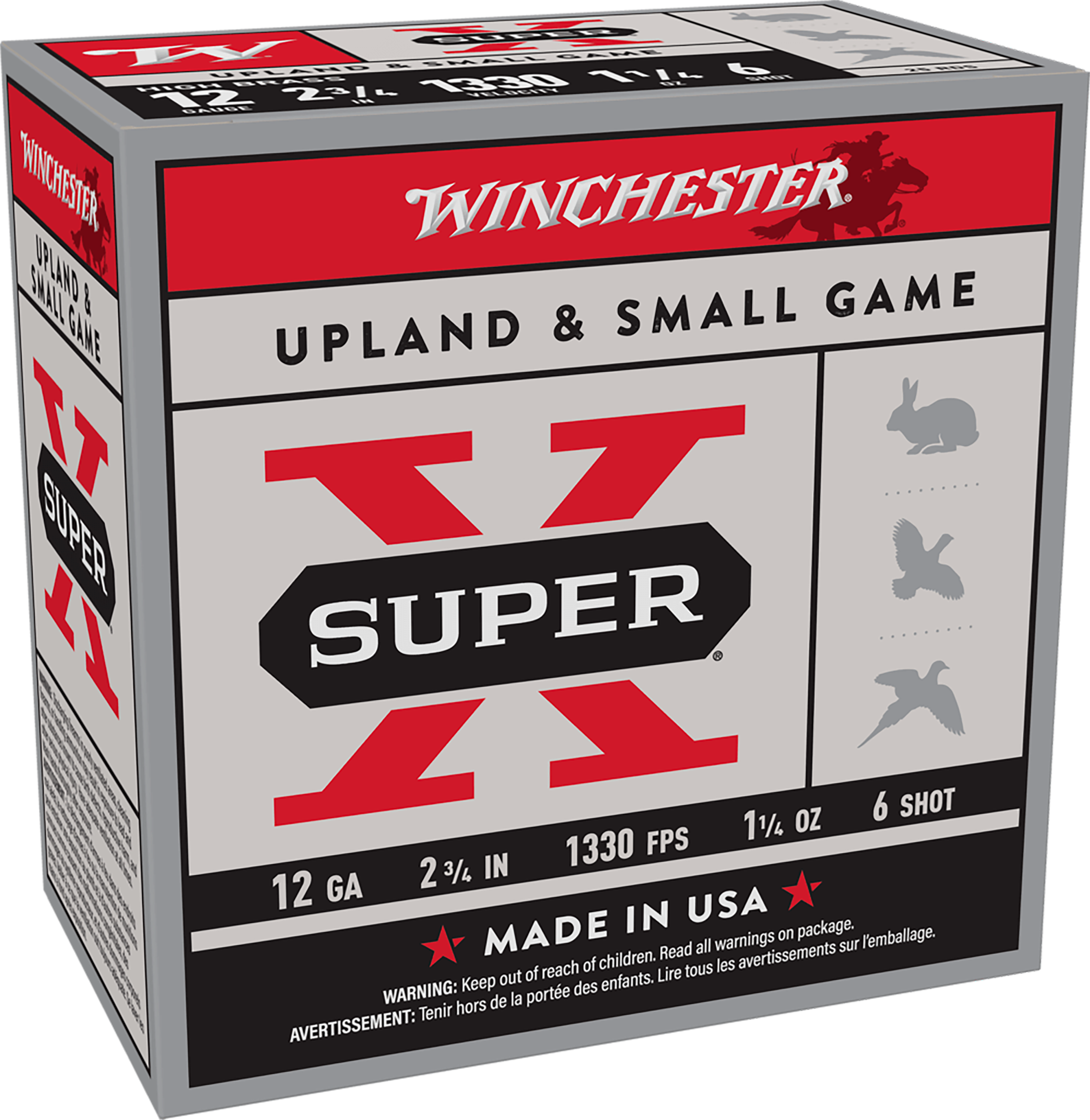Winchester Ammo X126 Super X Game Load High Brass 12Gauge 2.75" 1 1/4oz 6Shot 25 Per Box/10 Case