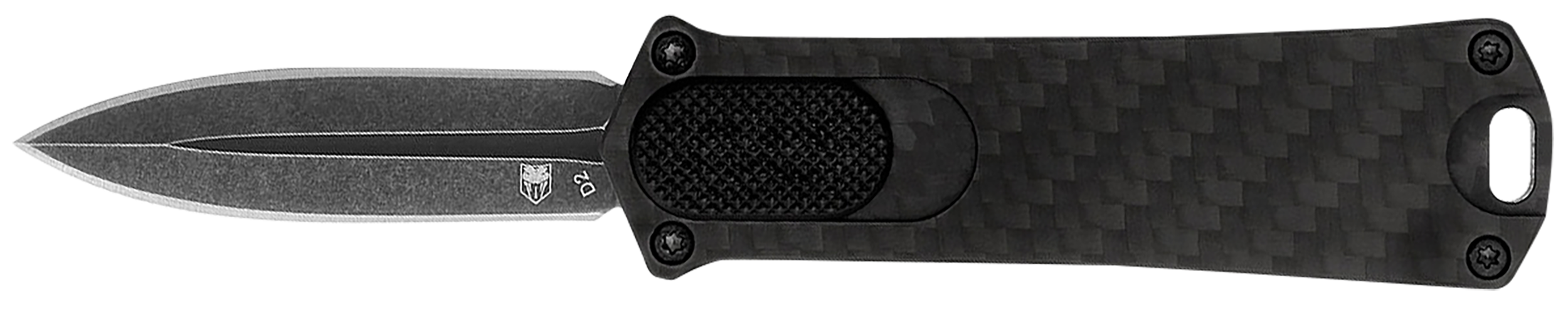 CobraTec Knives 952BLKDAGNS 952  1.75" OTF Dagger Plain Stonewashed D2 Steel Blade, 3" Black Anodized Aluminum Handle