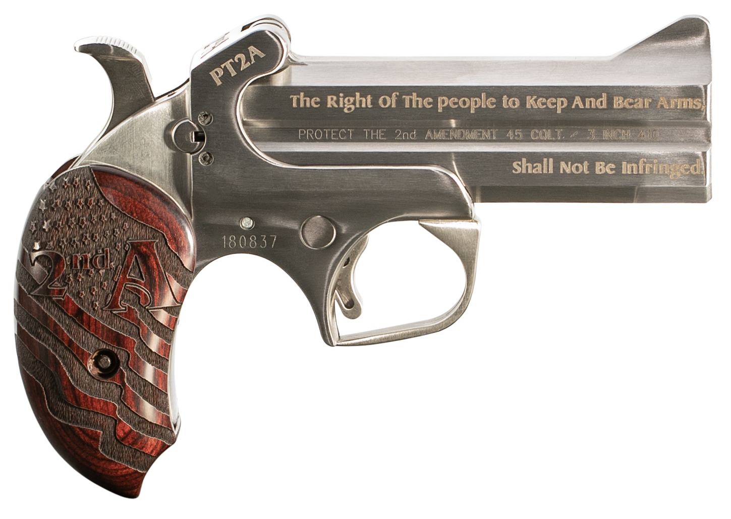 Bond Arms PT2A Protect the 2nd Amendment Original 45 Colt/410 Gauge 2rd Shot 4.25" Rosewood Grips Right Hand