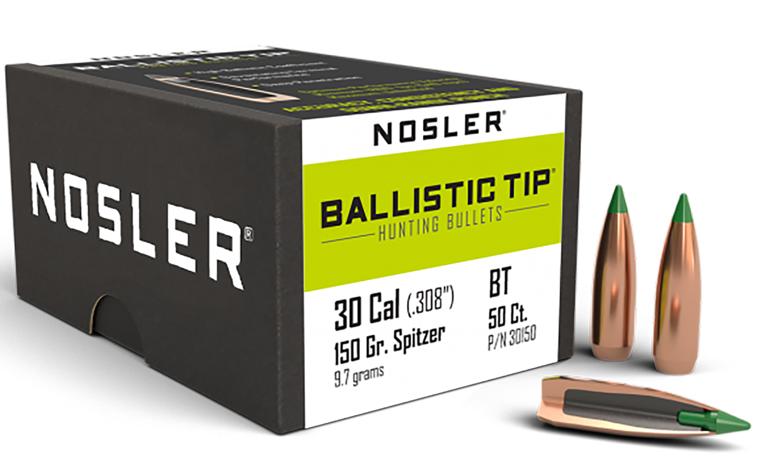 Nosler 30150 Ballistic Tip  30Cal 150gr Spitzer 50/Box