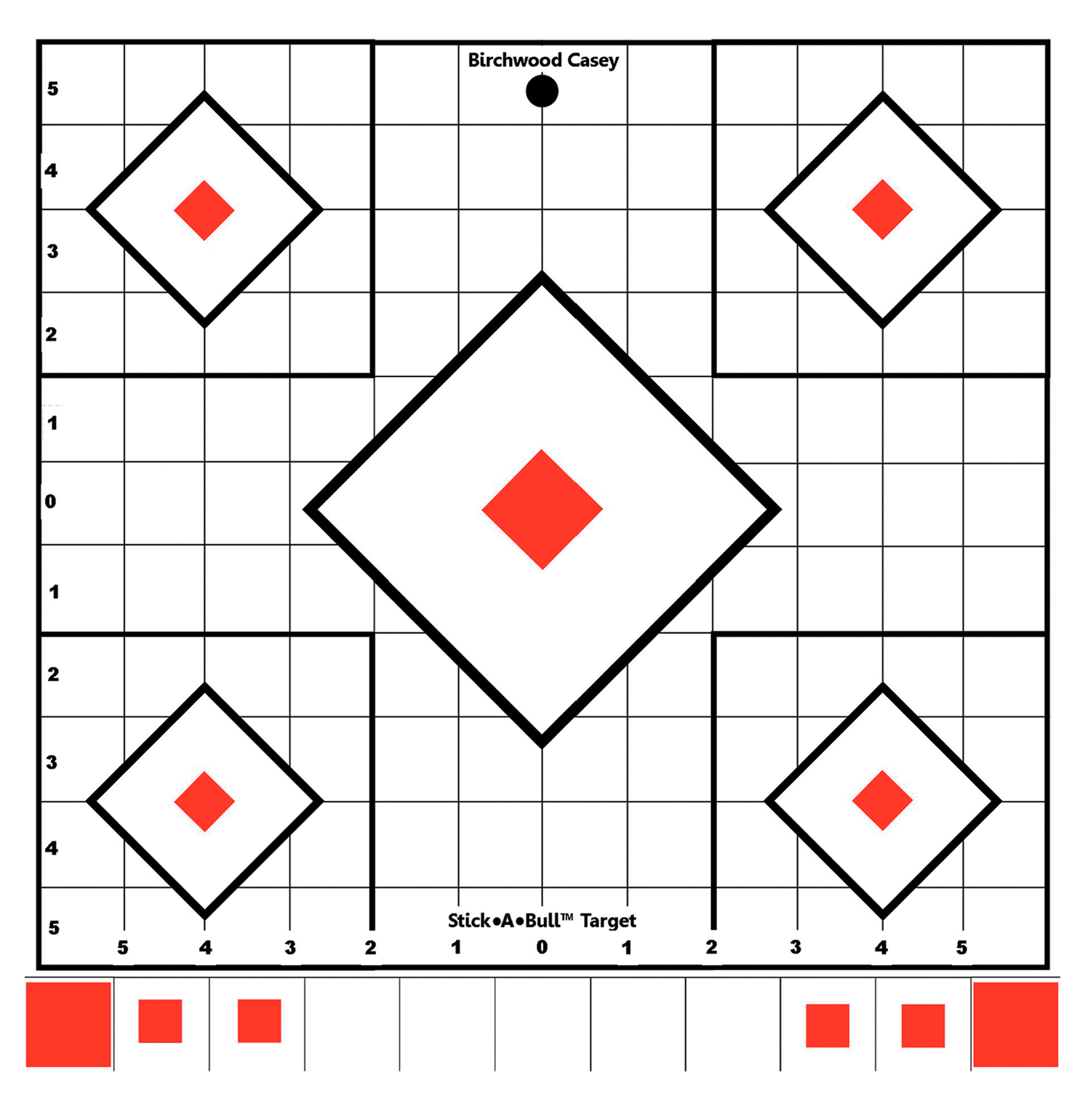 Birchwood Casey 33922 Stick-A-Bull Sight-In Self-Adhesive Paper White/Red 12" 5-Diamond 5 Pack