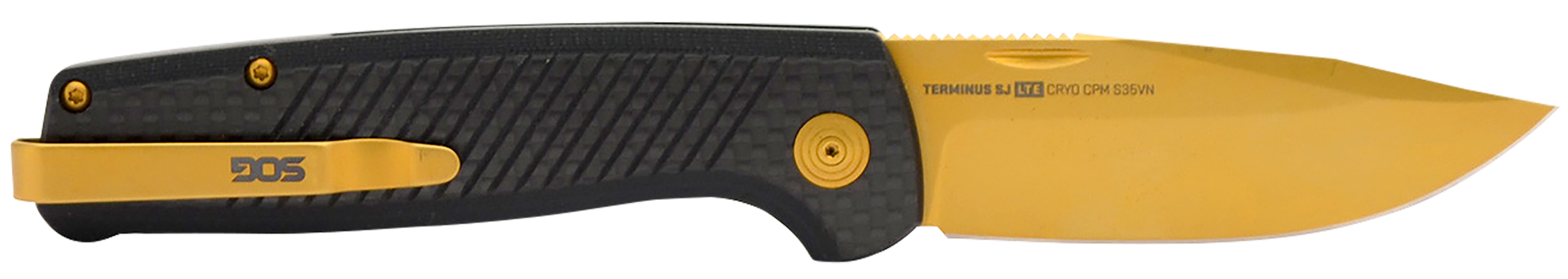 S.O.G SOGTM1007BX Terminus SJ LTE 2.90" Folding Plain Gold TiNi S35VN SS Blade, Graphite Textured G10 Handle
