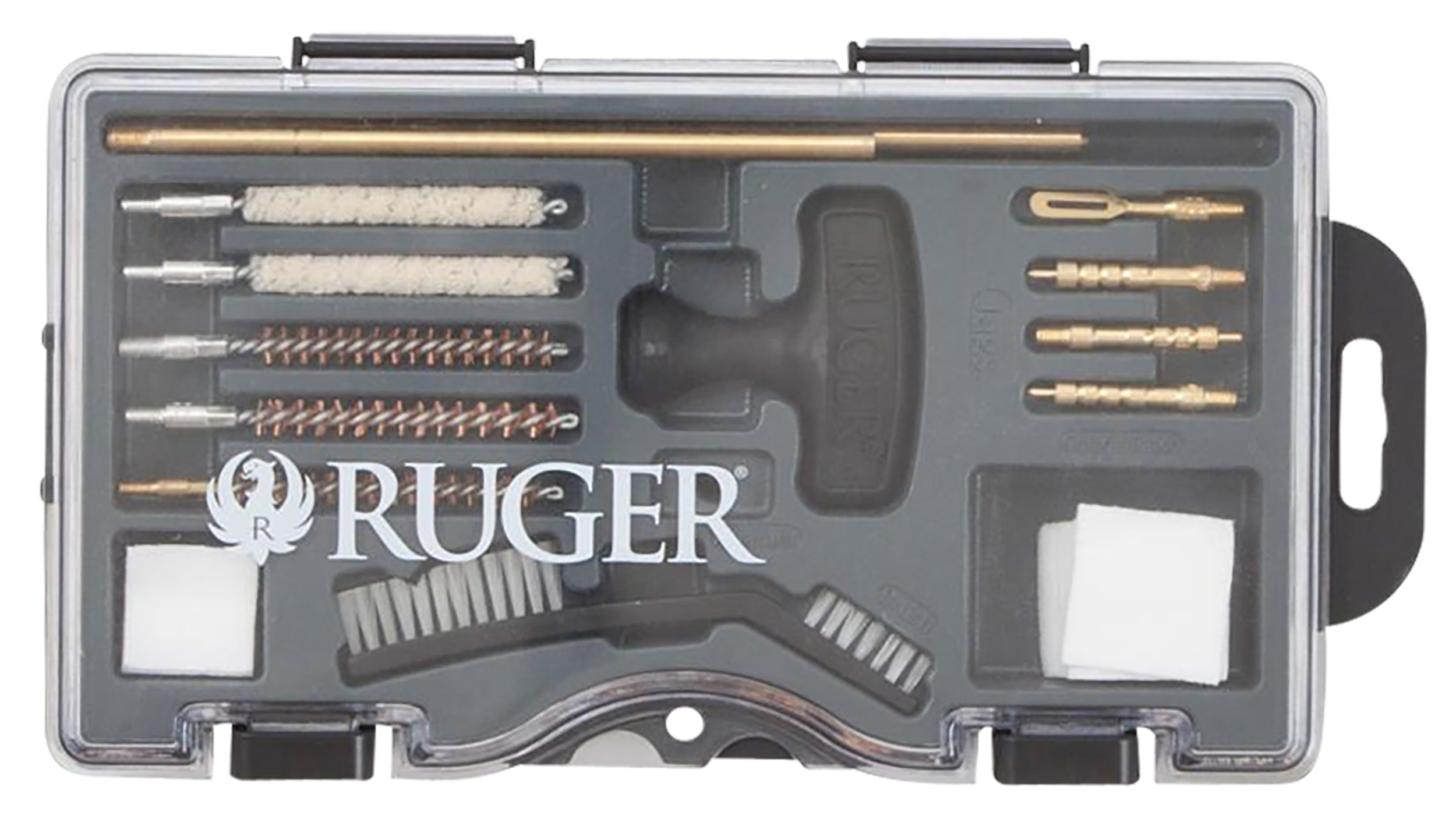 Ruger 27822 Rimfire Cleaning Kit .22 Cal Bronze Bristles 12 Black Plastic Case