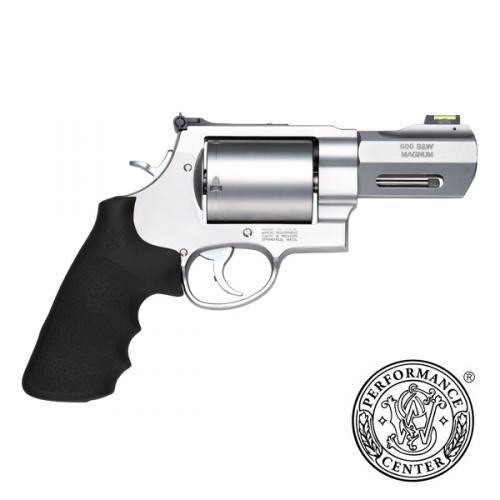 S&W X Frame PC Model 500 Handgun 500 S&W Magnum 5rd Capacity 3.5" Barrel Silver with Black Grip Fiber Optic Sights - USED
