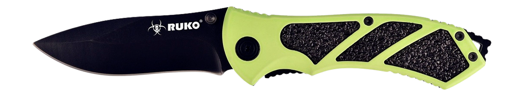 Ruko 3.25" Spear Point Folding Knife Hi Viz Green