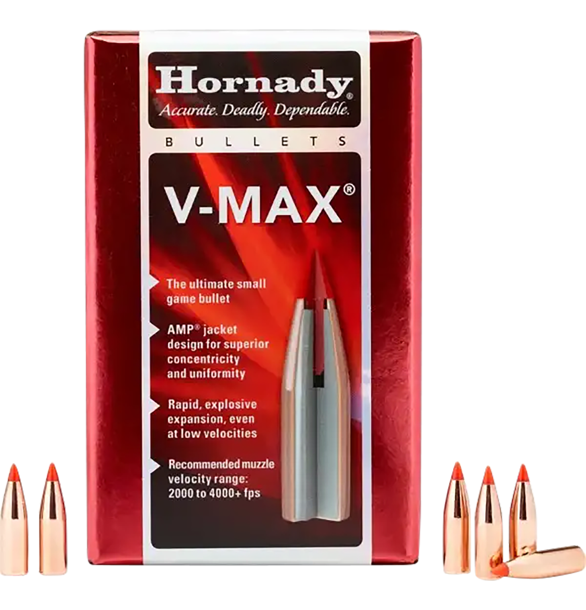 Hornady 22261 V-Max 22 Cal .224 50 gr V Max 100 Per Box/ 40 Case