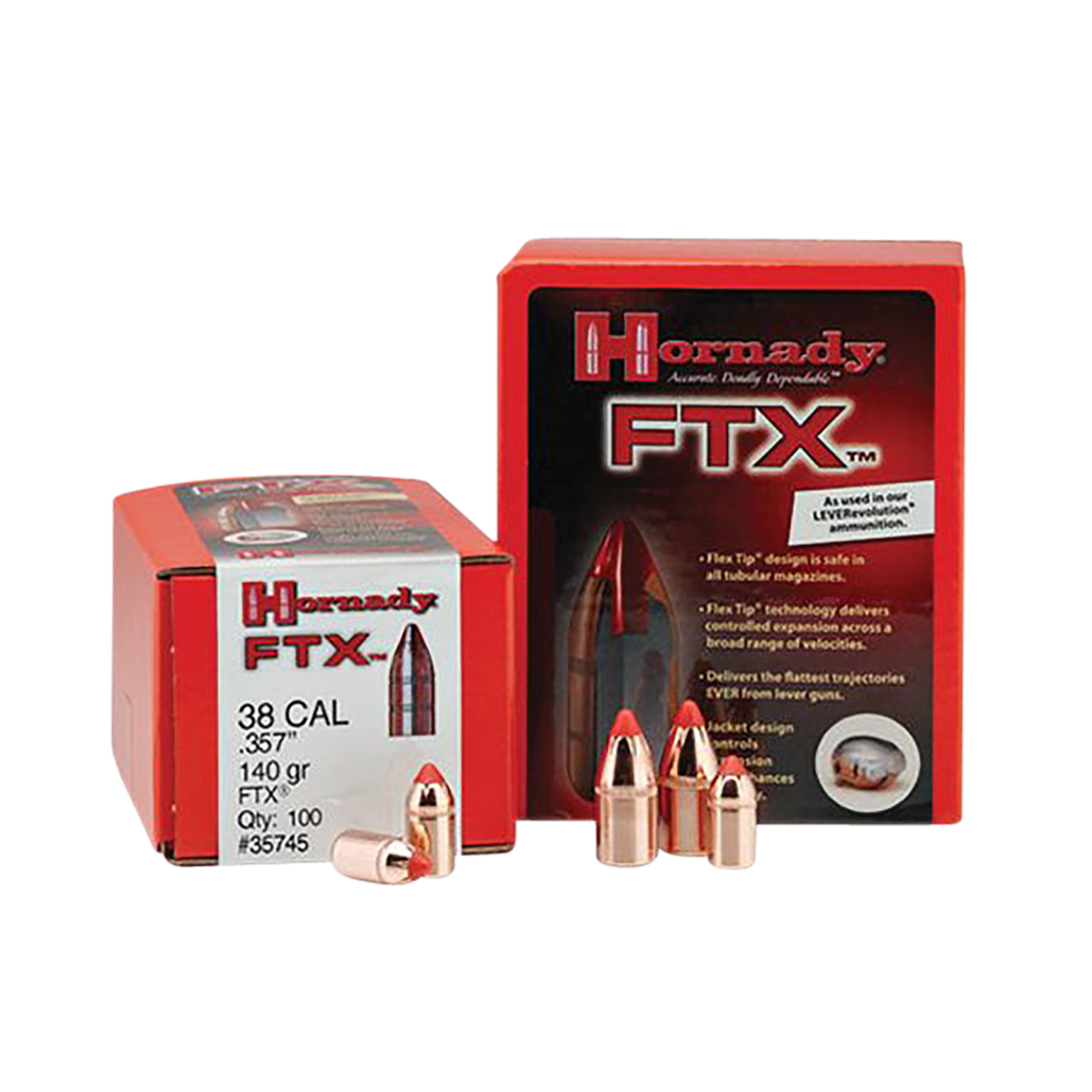Hornady 35745 FTX 38 Cal .357 140 gr Flex Tip eXpanding 100 Per Box/ 15 Case