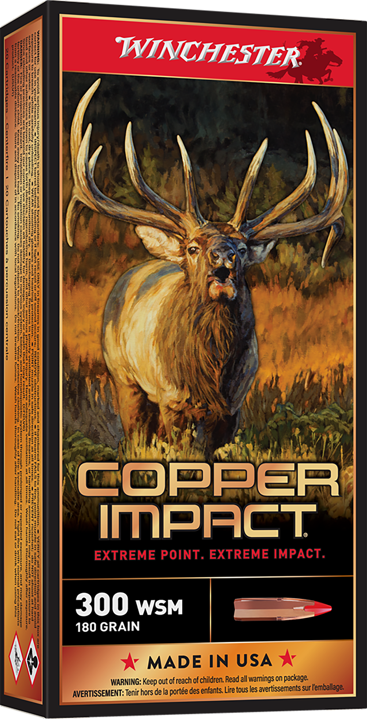 Winchester Ammo X300SCLF2 Copper Impact  300WSM 180gr Copper Extreme Point Lead Free 20 Per Box/10 Case