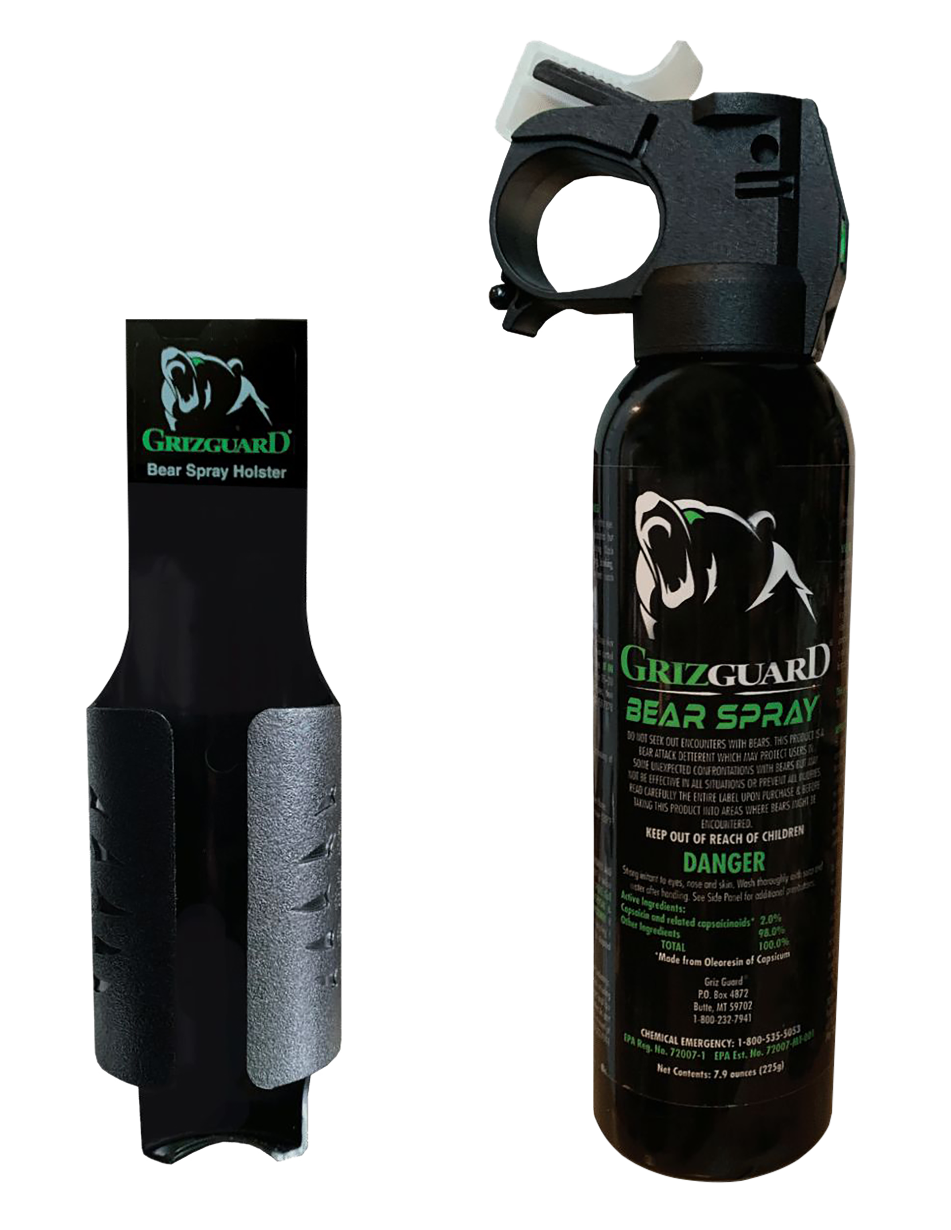 PSP GG1B  Bear Spray Range 30ft 7.90oz Black Spray Includes Holster