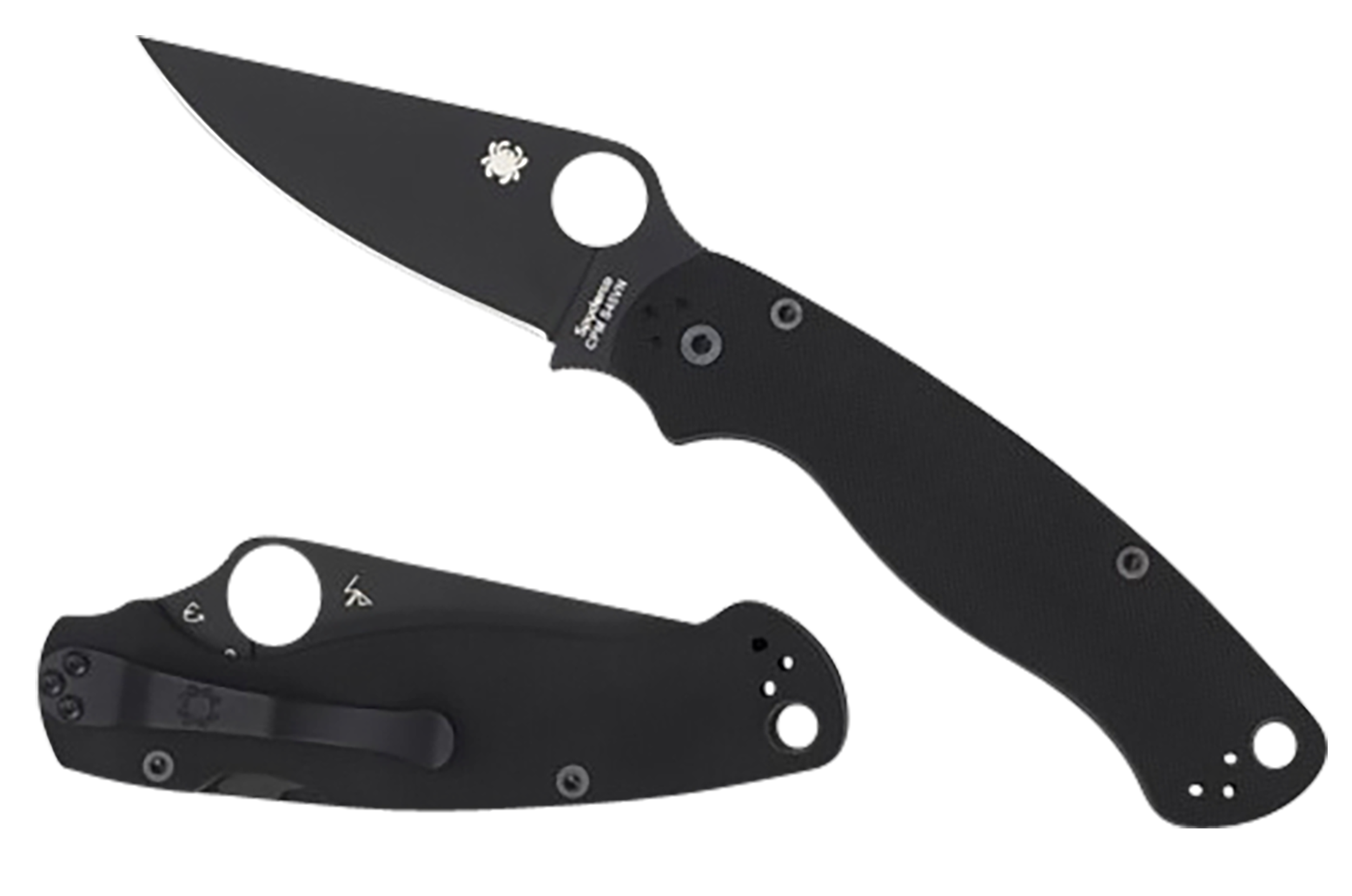 Spyderco C81GPBK2 Para Military 2  3.42" Folding Plain Black DLC CPM S45VN SS Blade/Black Textured G10 Handle Includes Pocket Clip