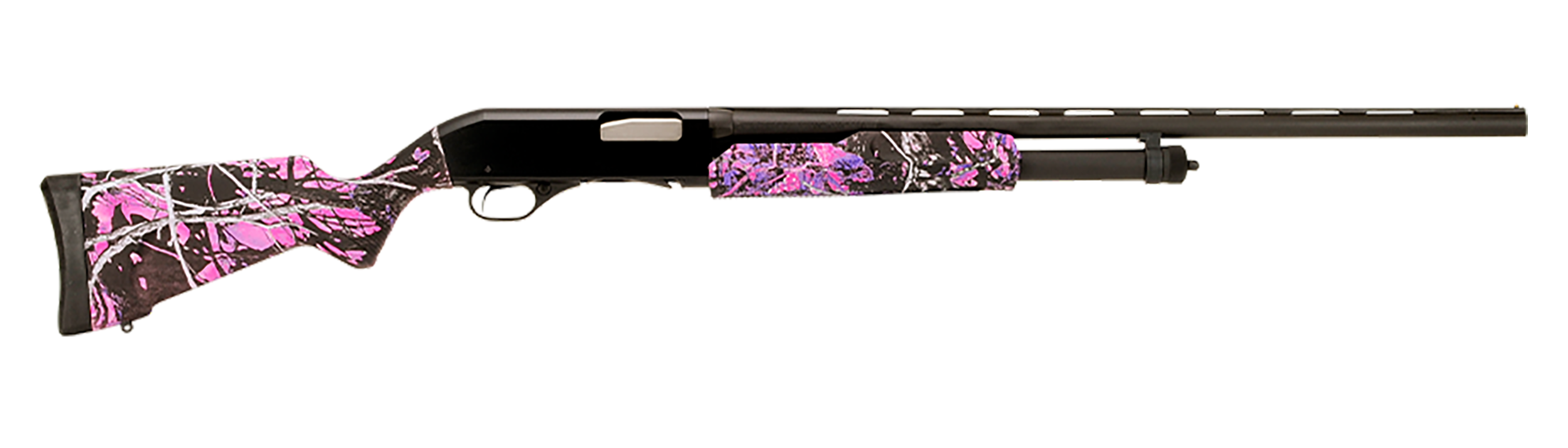 Stevens 22561 320 Field Youth 20 Gauge Pump 3" 5+1 22" Matte Black Vent Rib Barrel, Matte Black Aluminum Drilled & Tapped Receiver, Fixed Muddy Girl Synthetic Stock Right, Ambidextrous