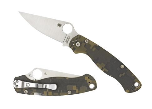 Spyderco C81GPCMOBK2 Para Military 2 3.44" Folding Drop Point Plain Black CPM S30V SS Blade Digital Camo G10 Handle Includes Pocket Clip