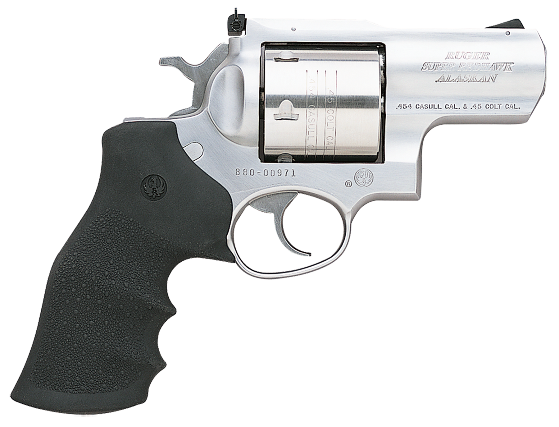 Ruger 5301 Super Redhawk Alaskan Large Frame 454 Casull 6rd 2.50" Satin Stainless Barrel, Frame & Cylinder, Hogue Finger Groove Tamer Monogrip, Grip Transfer Bar Safety, Exposed Hammer