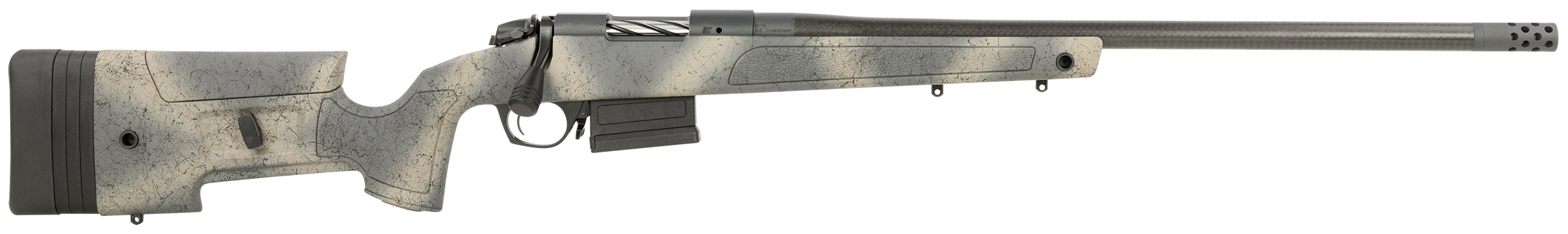 Bergara Rifles B14S382CF B-14 HMR Carbon Wilderness 6.5 Creedmoor 5+1 24" Carbon Fiber Wrapped Barrel, Woodland Camo Molded with Mini-Chassis Stock, Right Hand
