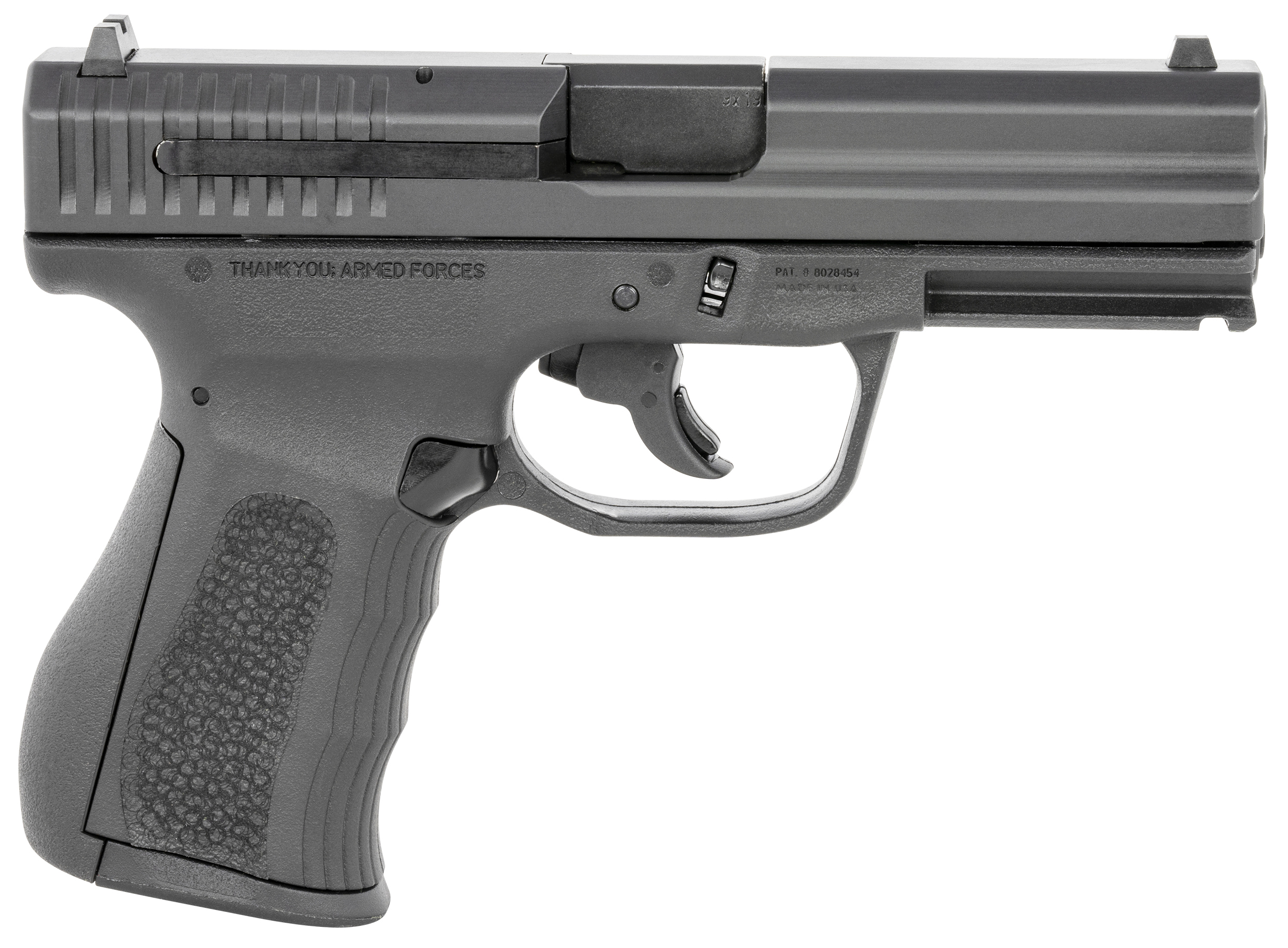 FMK G9C1G2BSSCM 9C1 G2 *CA/MA Compliant 9mm Luger 10+1 4" Black Stainless Steel Barrel, Black Serrated Carbon Steel Slide, Black Polymer Frame w/Picatinny Rail, Black Backstrap Grip
