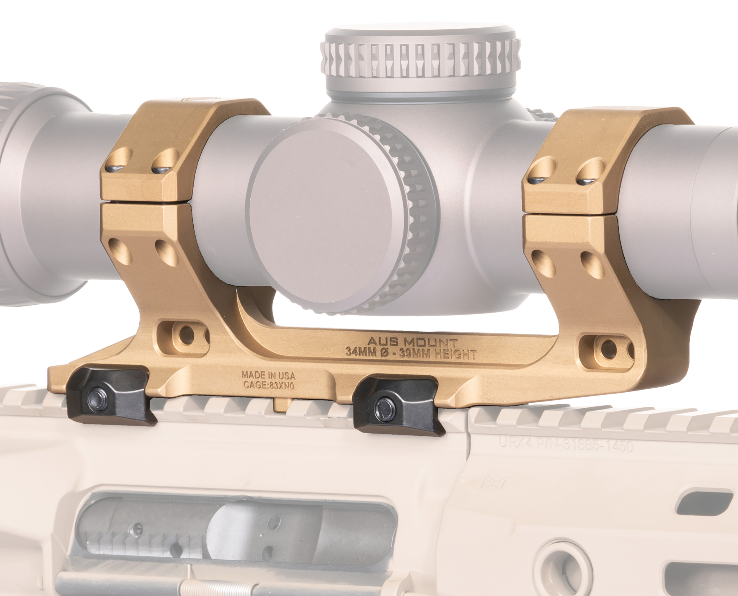 Reptilia LLC 100155 AUS Optic Mount FDE 7075-T6 Aluminum 34mm Tube Mil-Spec 1913 Picatinny Rail Mount