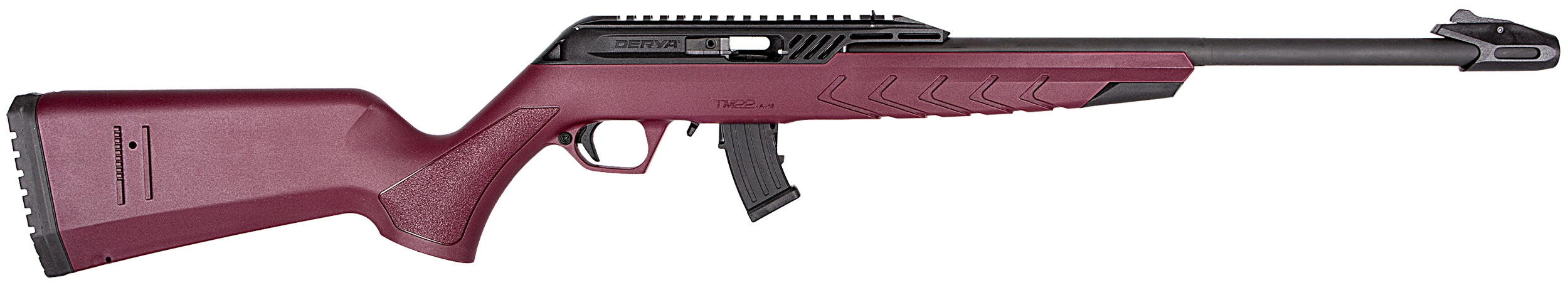 Derya Firearms TM22.STAN.BC.18 TM22 Standard Full Size 22 LR 10+1 18" Black Target Barrel, Black Anodized Aluminum Receiver w/Picatinny Rail, Black Cherry Adjustable Polymer Stock