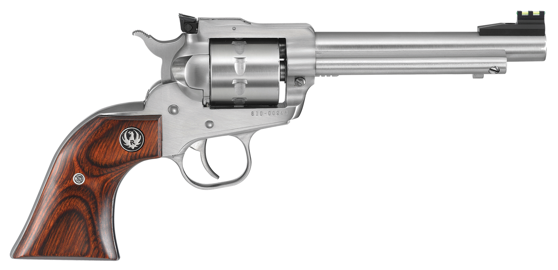 Ruger 8100 Single-Ten 22 LR 10rd 5.50" Satin Stainless Steel Barrel, Cylinder & Frame, Hardwood Gunfighter Grip, Transfer Bar Safety, Exposed Hammer