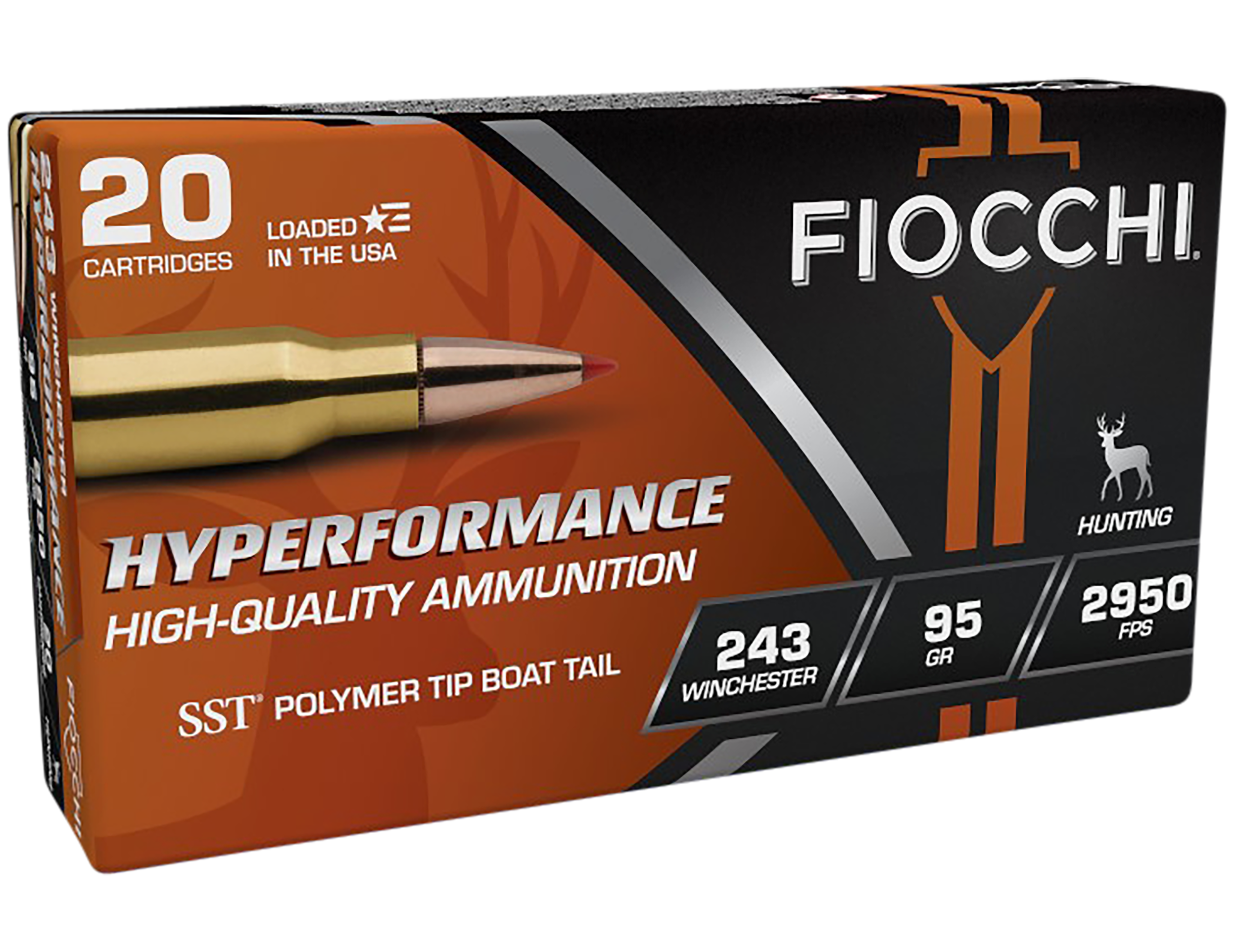 Fiocchi 243HSB Hyperformance 243Win 95gr Super Shock Tip 20 Per Box/10 Case
