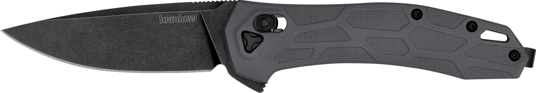 Kershaw 2042 Covalent Mid-Size 3.20" Folding Drop Point Plain Black Oxide Blackwash D2 Steel Blade, Gray Textured Pockets Glass Filled Nylon Handle, Includes Pocket Clip
