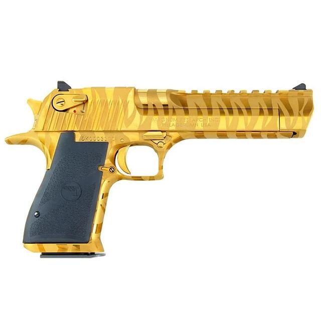 Desert Eagle Mark XIX Gold W/Tiger Stripes Handgun .44 Rem Mag 7rd Magazines(2) 6" Barrel Titanium Gold Finish - BLEMISHED