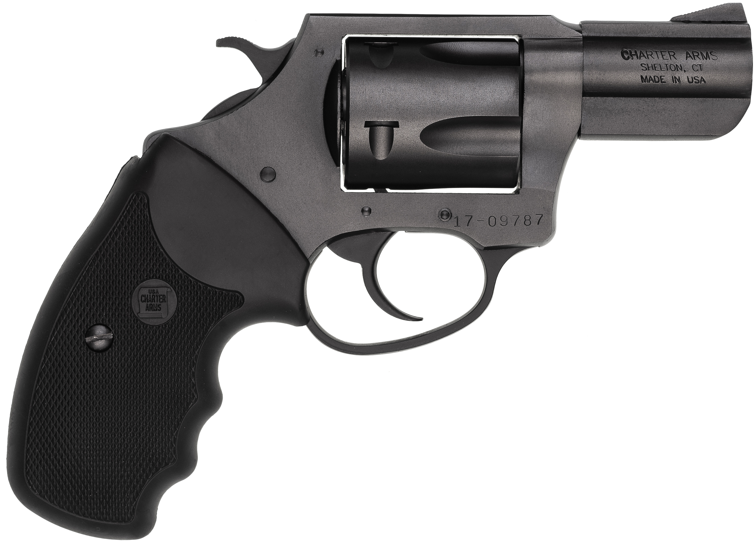 Charter Arms 13520 Mag Pug  Large 357 Mag, 5 Shot 2.20" Black Ported Steel Barrel, Black Steel Cylinder & Frame w/Black Finger Grooved Rubber Grip