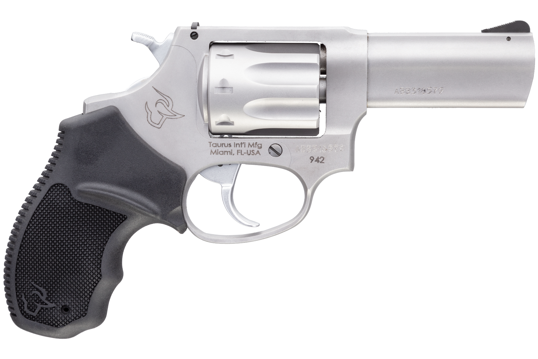 Taurus 2942039 942  22 LR 8rd 3" Barrel, Overall Matte Finish Stainless Steel & Finger Grooved Black Polymer Grip