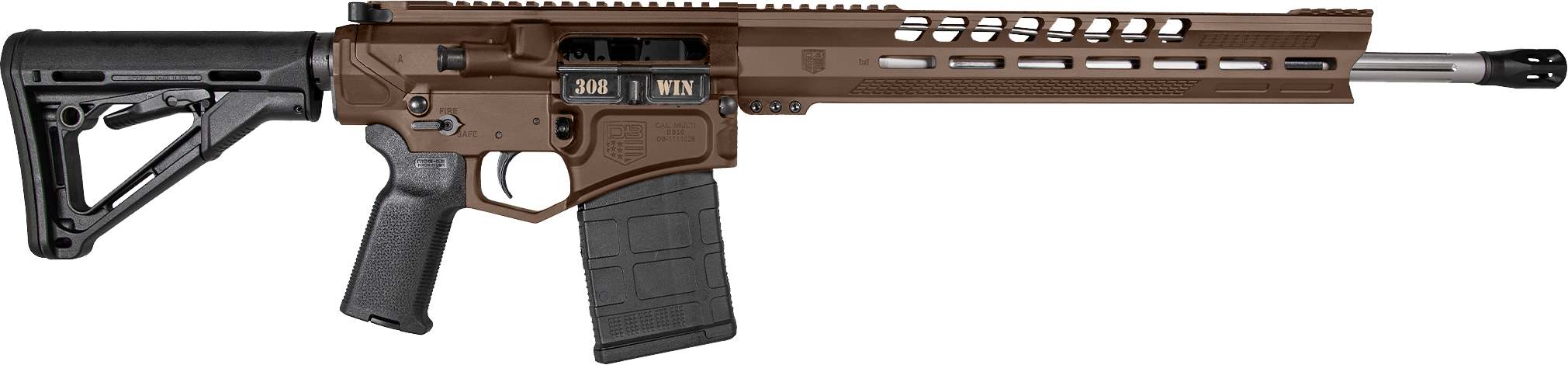 Diamondback DB1032C071 DB10  308 Win 18" 20+1 Midnight Bronze Adjustable Magpul CTR Stock Black Magpul MOE K2 Grip with Black Gold Lower 15" M-Lok