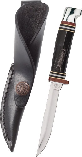 CASE KNIVES BUFFALO HORN HUNTER & LEATHER SHEATH