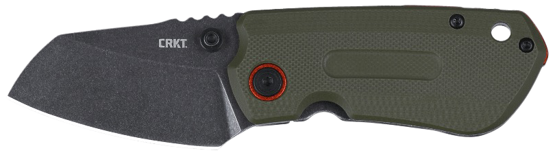CRKT 6277 Overland  Compact 2.24" Folding Plain Stonewashed D2 Steel Blade, Green w/Orange Accents G10/SS Handle, Includes Pocket Clip