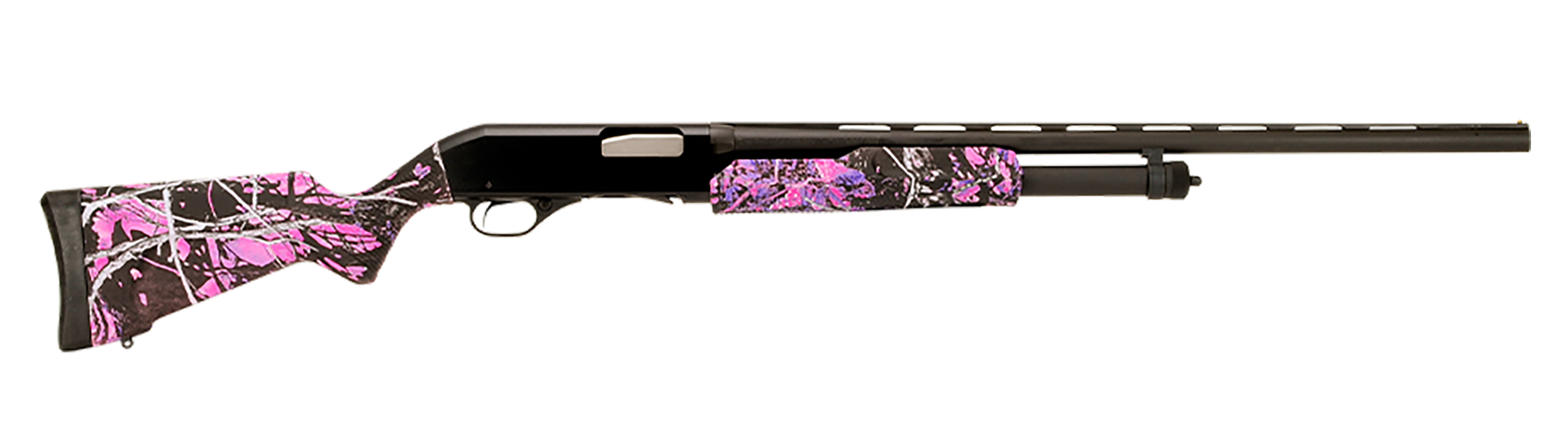 Stevens 22560 320 Field Compact 20 Gauge Pump 3" 5+1 26" Matte Black Vent Rib Barrel, Matte Black Aluminum Drilled & Tapped Receiver, Fixed Muddy Girl Synthetic Stock, Ambidextrous