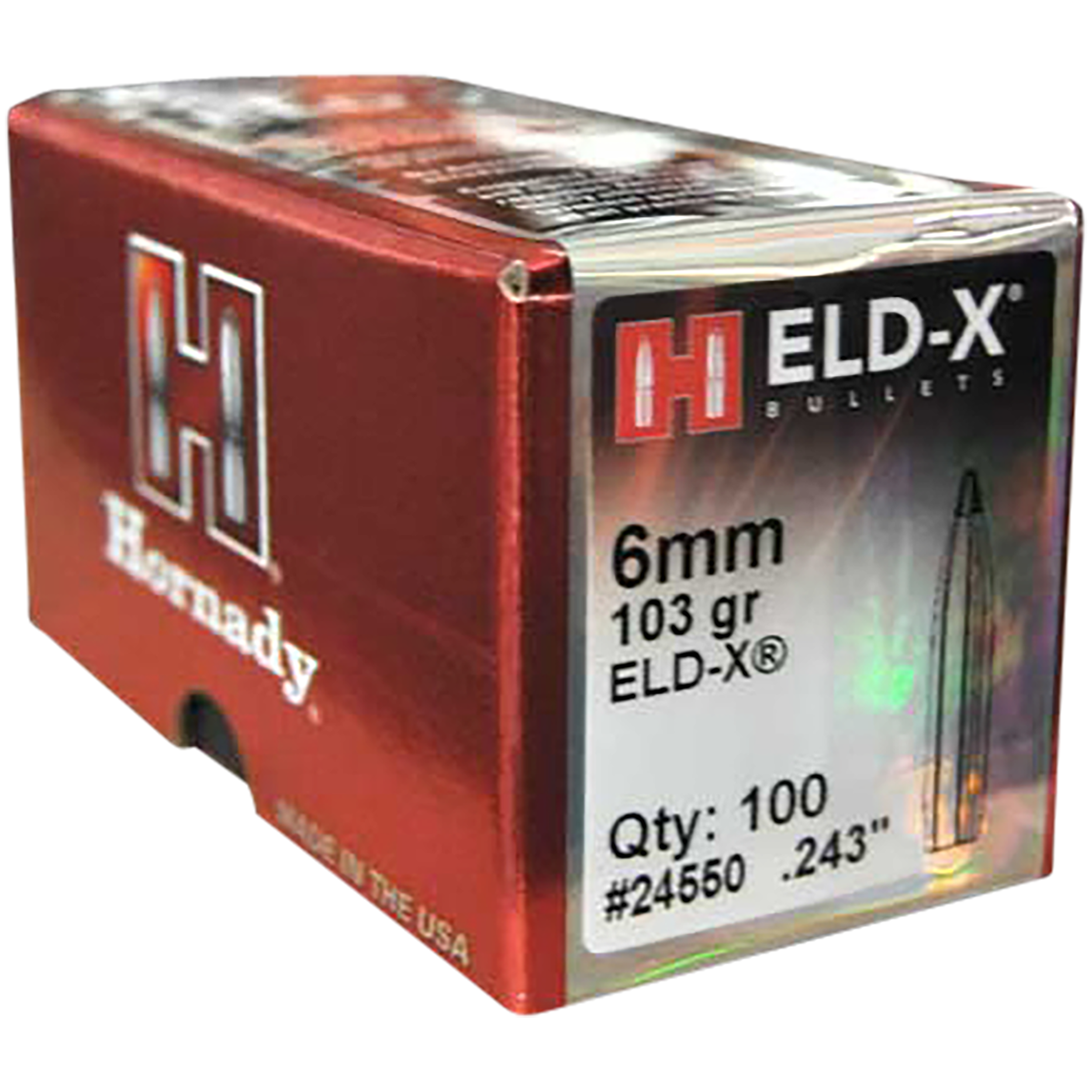 Hornady 24550 ELD-X 6mm .243 103 gr Extremely Low Drag eXpanding 100 Per Box/ 25 Case