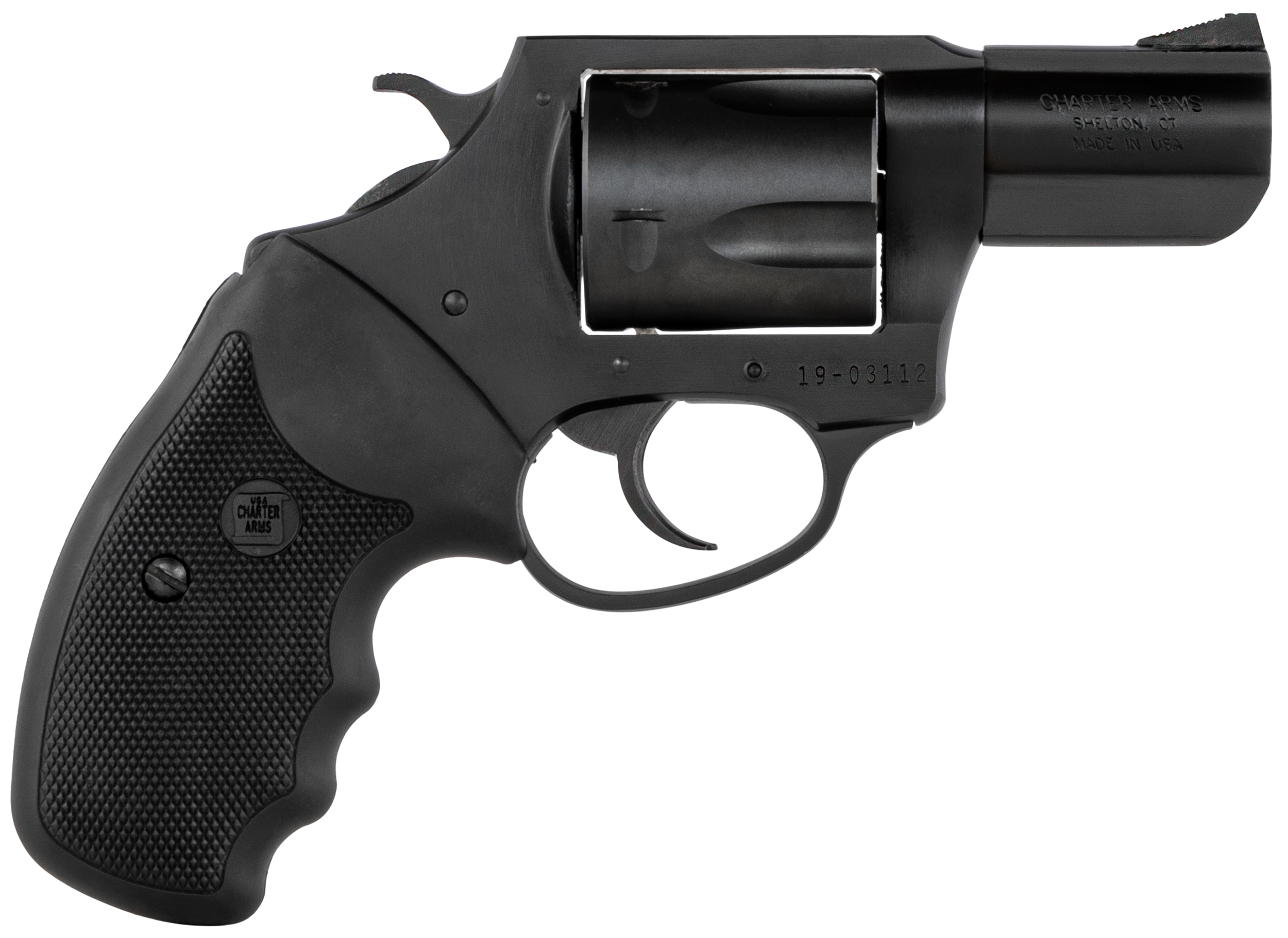 Charter Arms 63520 Mag Pug Large 357 Mag, 5 Shot 2.20" Black Nitride Steel Barrel, Cylinder & Frame w/Black Finger Grooved Rubber Grip